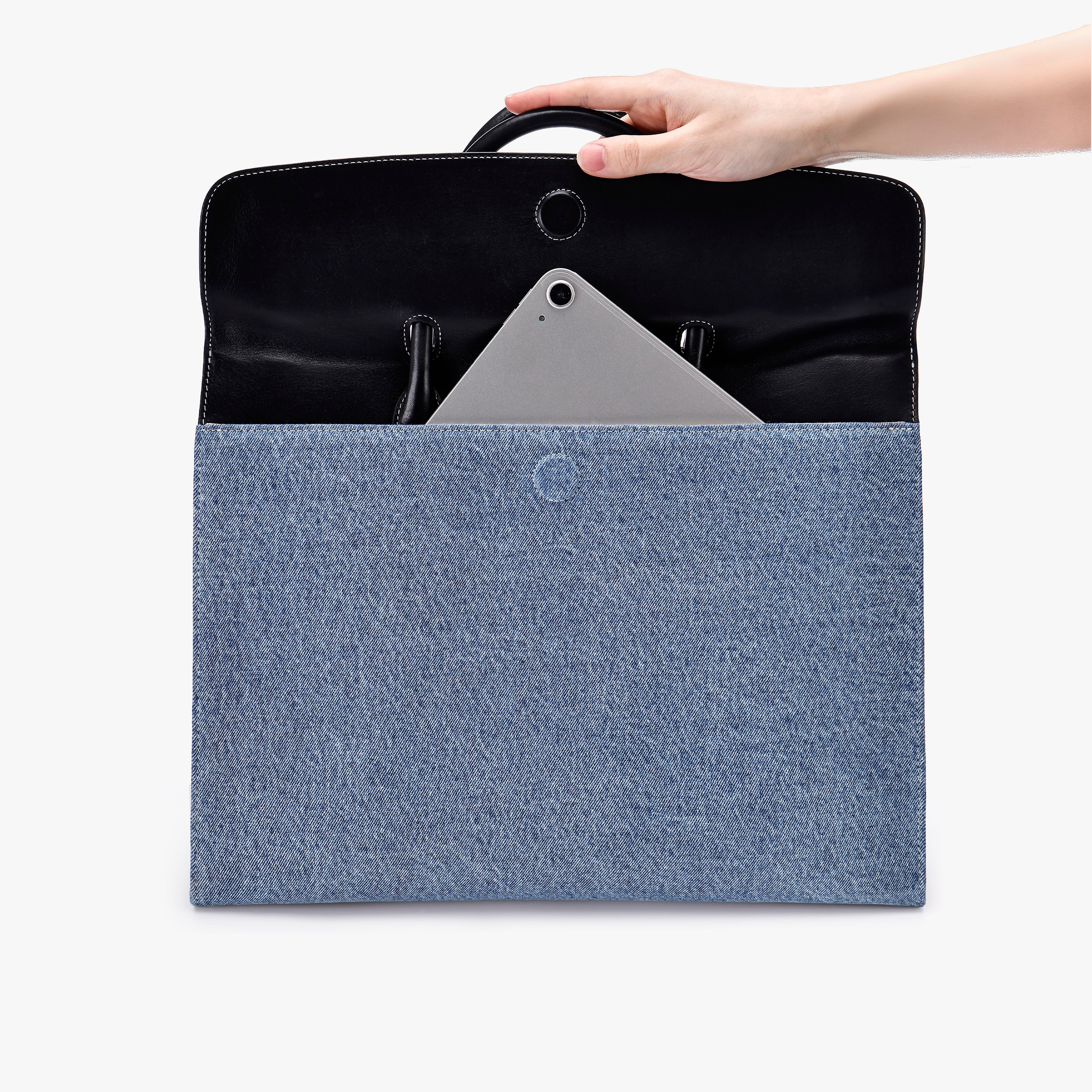 Civis Structured Briefcase Denim Blue